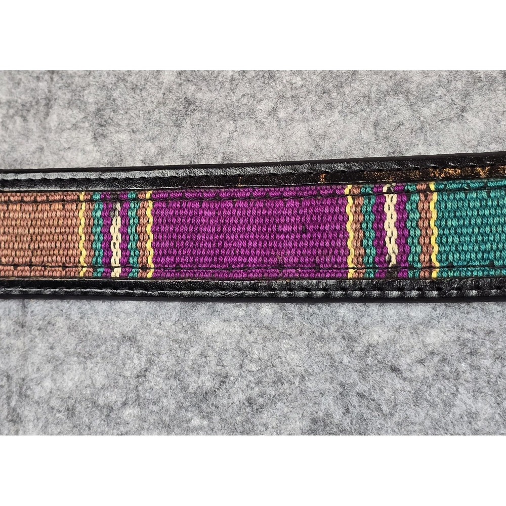 Circle Y Western Belt Mens 32 Leather Multicolor Woven Inlay Silver Accents West - Picture 3 of 15